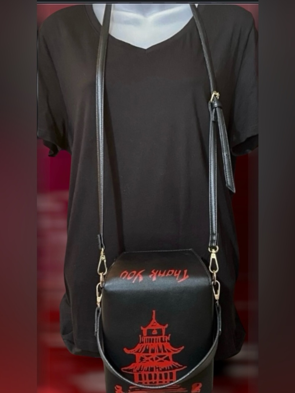 Black and Red Take Out Crossbody Bag